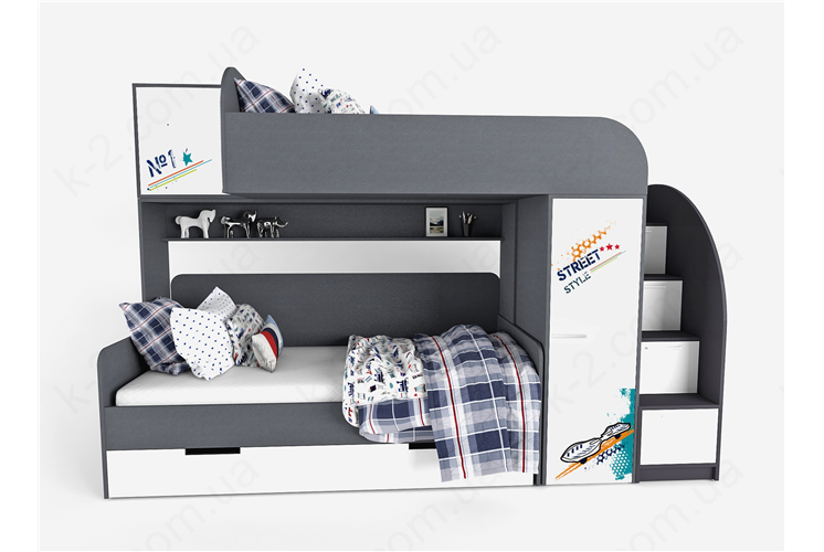 51 Кровать двухъярусная со ступеньками-комодом 90х190/200 серия Urban К-2 стандарт