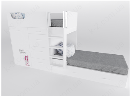 52 Кровать двухъярусная с лестницей 90х200 серия Beauty К-2 элит