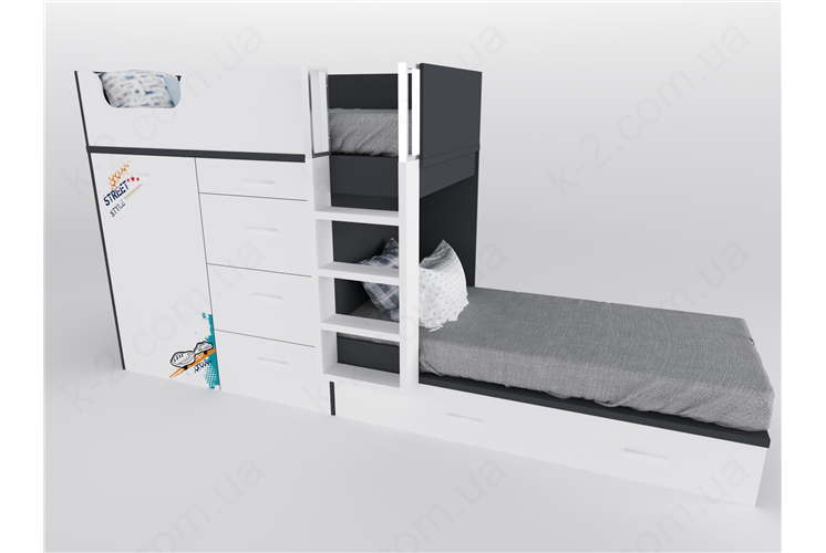 52 Кровать двухъярусная с лестницей 90х200 серия Urban К-2 люкс