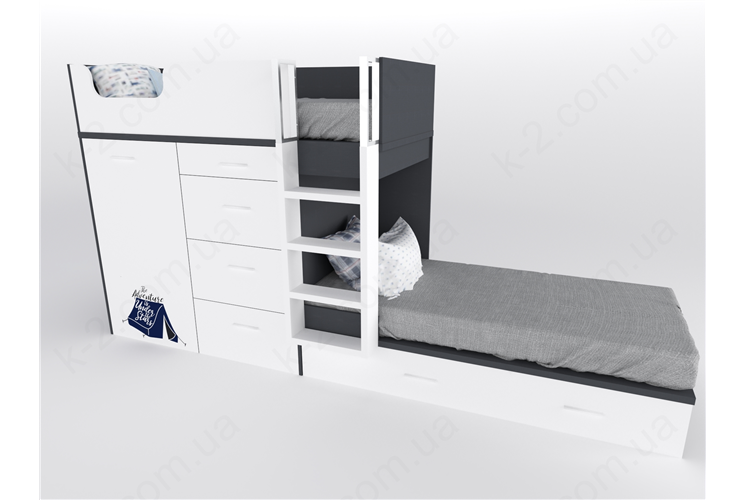 52 Кровать двухъярусная с лестницей 90х200 серия Voyage К-2 стандарт