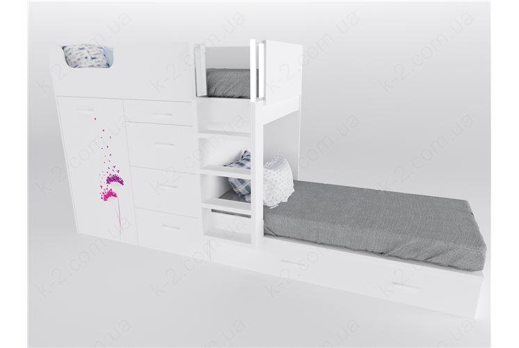 52 Кровать двухъярусная с лестницей 90х200 серия Wind К-2 стандарт