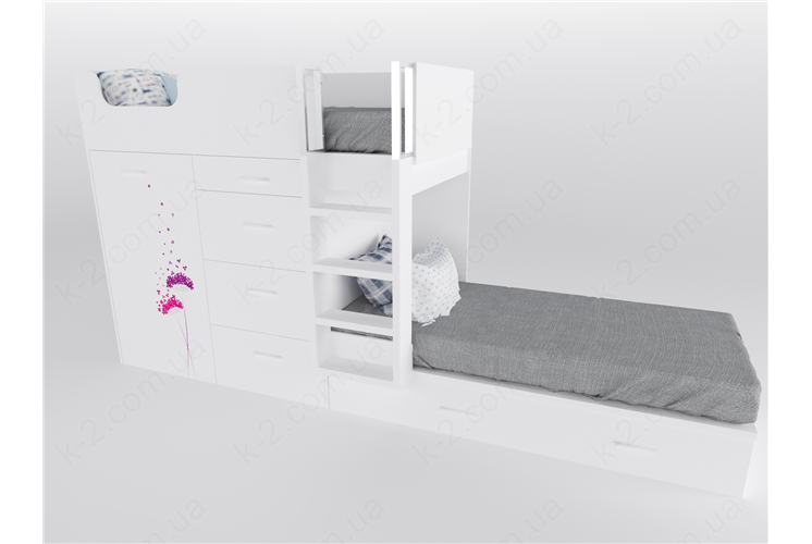 52 Кровать двухъярусная с лестницей 90х200 серия Wind К-2 люкс 52 Кровать двухъярусная с лестницей 90х200 серия Wind К-2 люкс