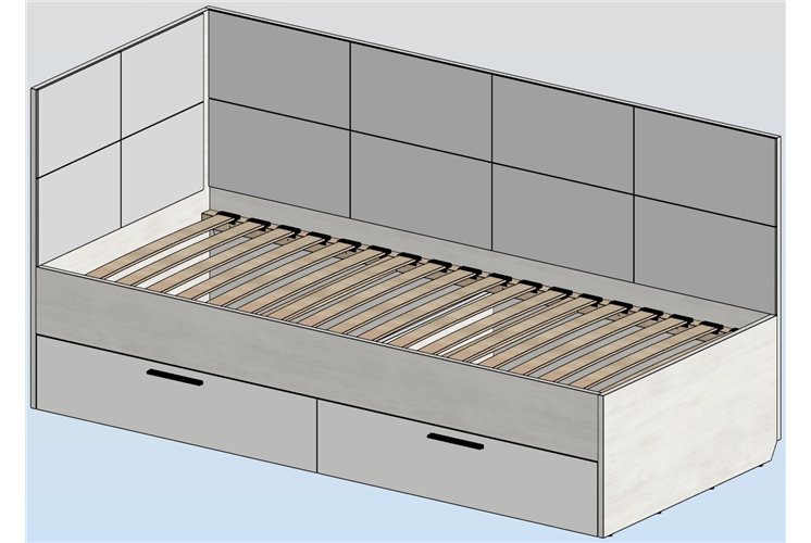30б Кровать-диван с мягким изголовьем и спинкой 80*190 К-2 люкс